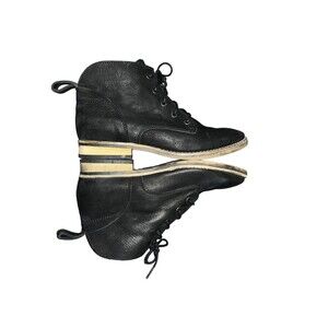 Diba Booties Womens 6.5 M Black Leather Eli Boots Combat Lace Up Cap Toes